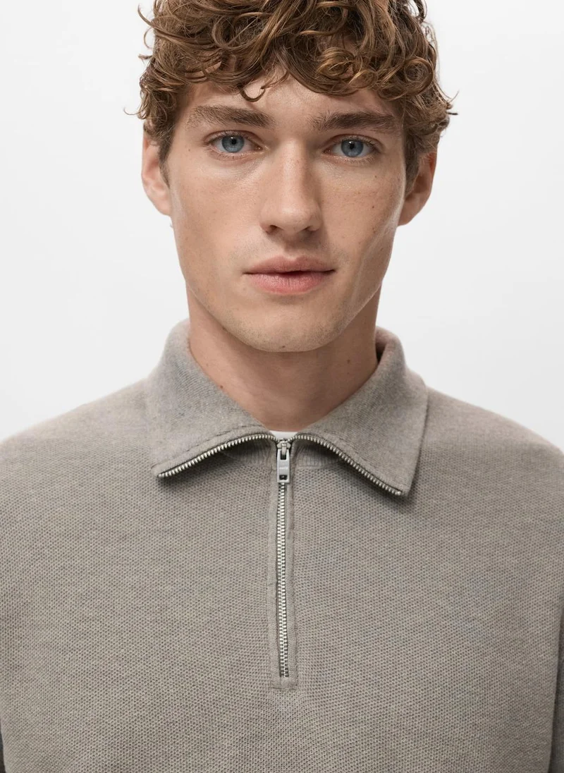 Mango Man  Microstructure sweater with zipper collar for Men | Best Price UAE